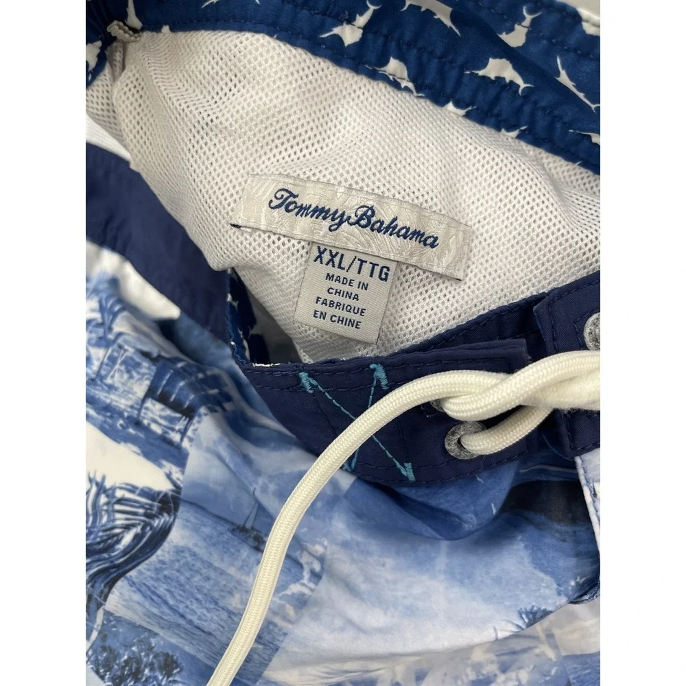 Tommy Bahama Men's‎ XXL Blue Tropical Scene Drawstring Swim Trunks